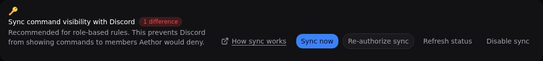 The Aethor dashboard command visibility sync status and controls